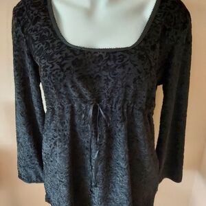Nautica Black Patterned Blouse L